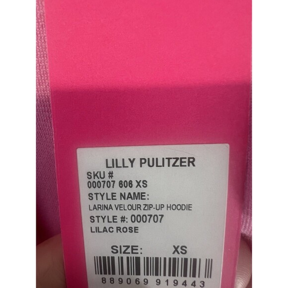 Lilly Pulitzer Larina Velour Zip Up Hoodie Lilac Rose XS - Picture 7 of 10